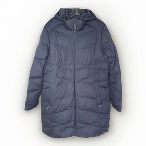 L.L.Bean Women's XL Down Parka Hooded Long Puffer Coat Blue Gray Winter Gorpcore